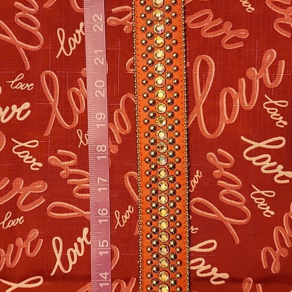 BB Simon orange leather rhinestones and studs belt Large